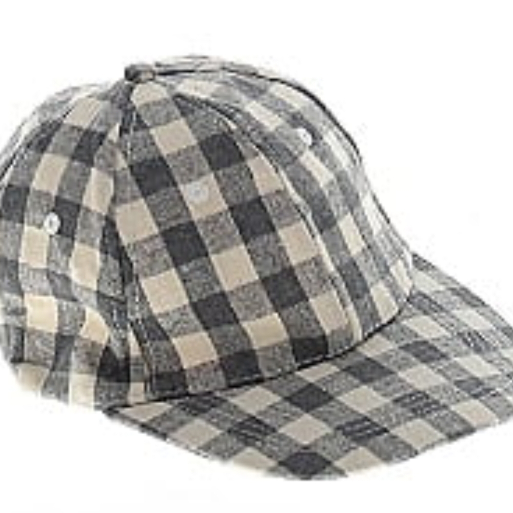 Plaid Kids Baseball Cap - Black and Cream